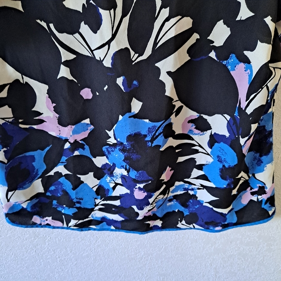 Worthington Blue and Black Sheer Floral Blouse - Picture 3 of 6